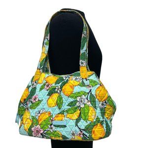 Vera Bradley Quilted Lemon Grove Triple Compartment Shoulder Bag